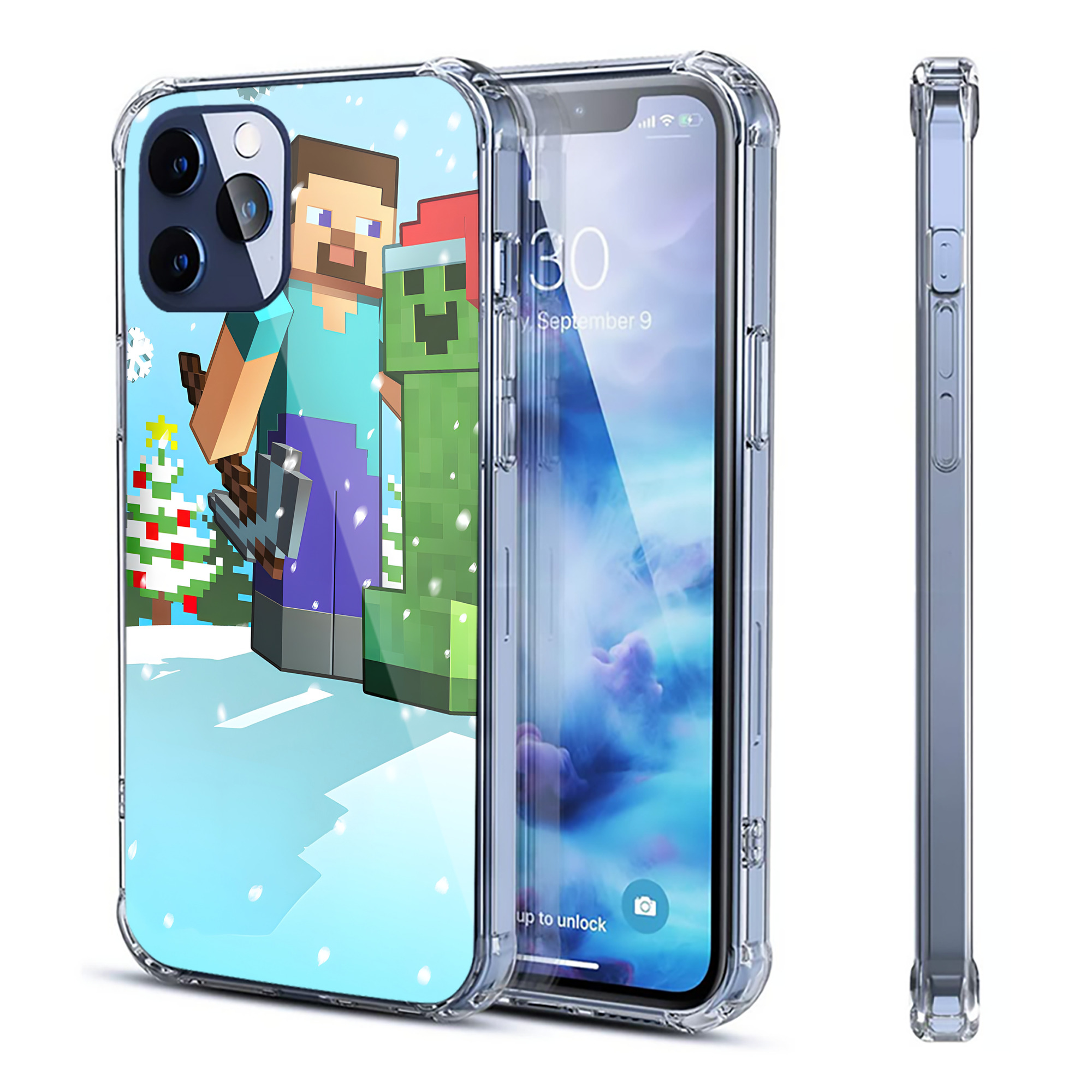 （画像用） マインクラフト ブロックの世界 Minecraft MC Block world 【iPhone 12シリーズ対応】透明スマホケース（クリアソフトケース）